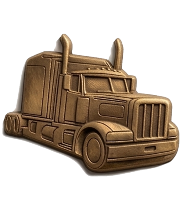 Classic Semi Truck Bronze Bas Relief