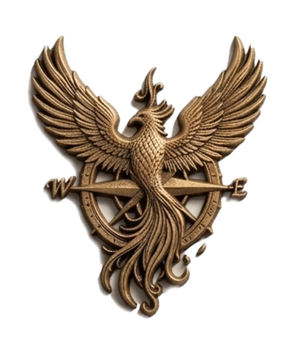 Phoenix Compass Bronze Bas Relief