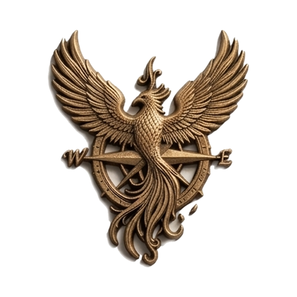 Phoenix Compass Bronze Bas Relief