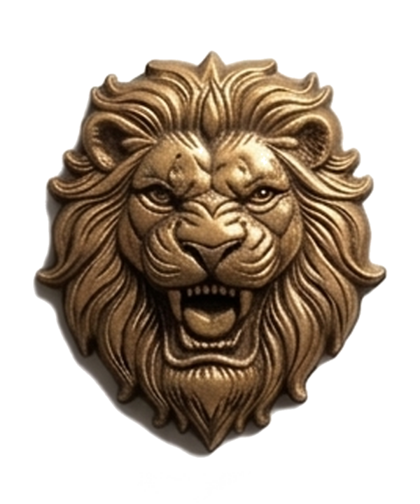 Lion Head Bronze Bas Relief