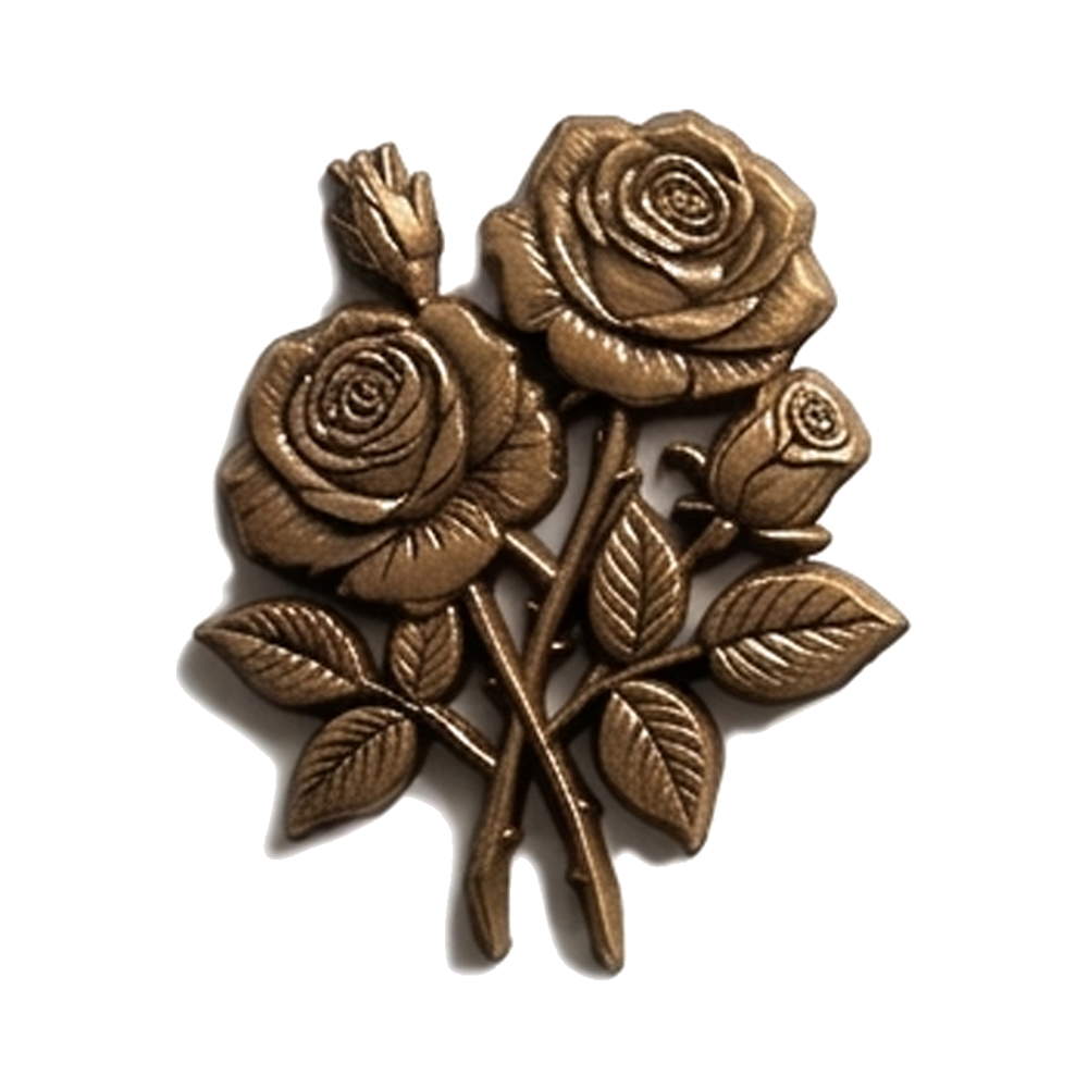Rose Bouquet Bronze Bas Relief