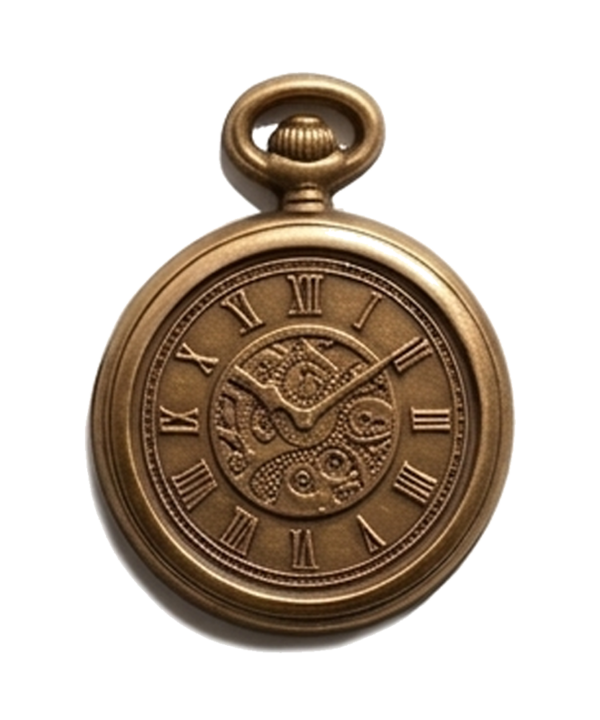 Vintage Pocket Watch Bronze Bas Relief