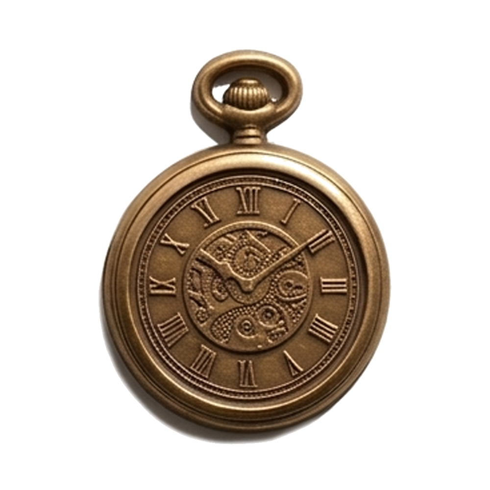 Vintage Pocket Watch Bronze Bas Relief