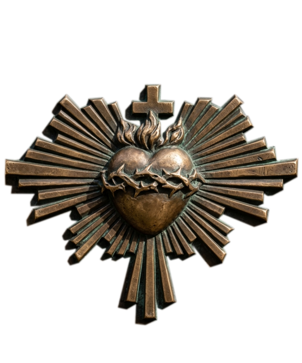 Sacred Heart Bronze Bas Relief