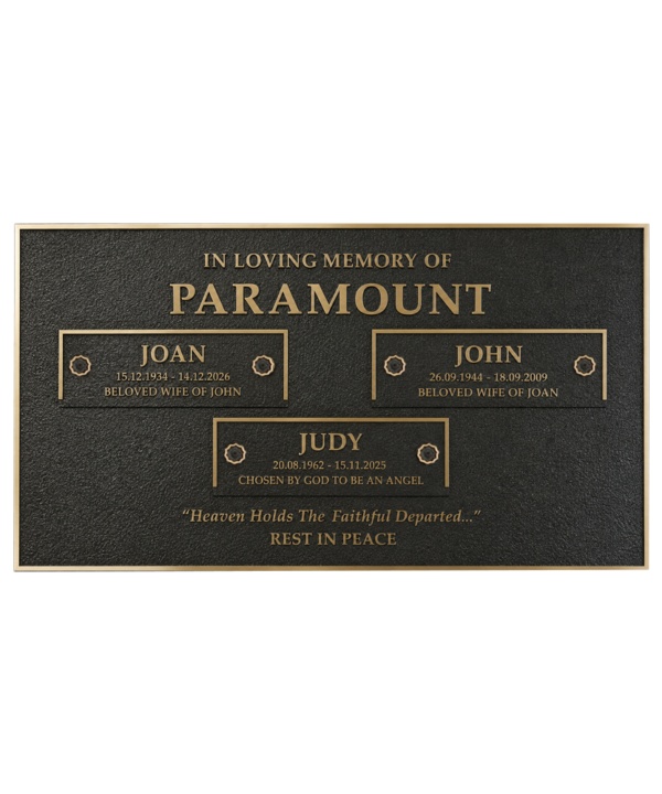 Three Interchangeable Bronze Memorial Plaques