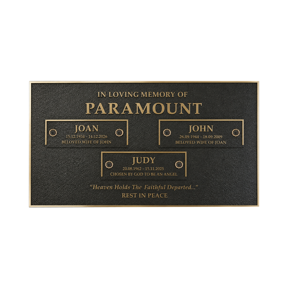 Three Interchangeable Bronze Memorial Plaques