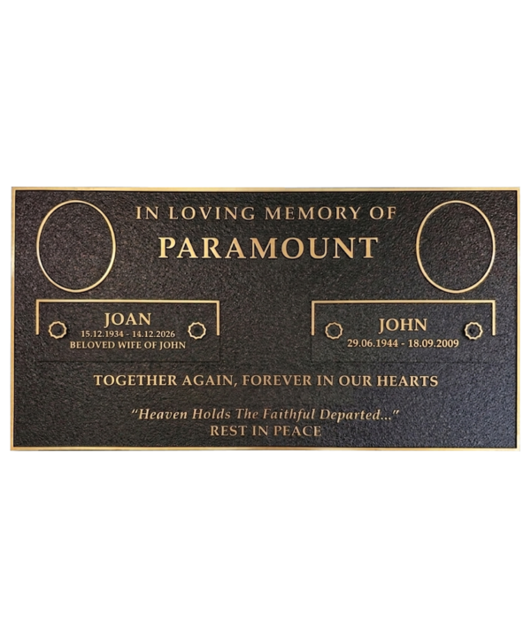 Two Interchangeable Bronze Memorial Plaques with Photo Inserts