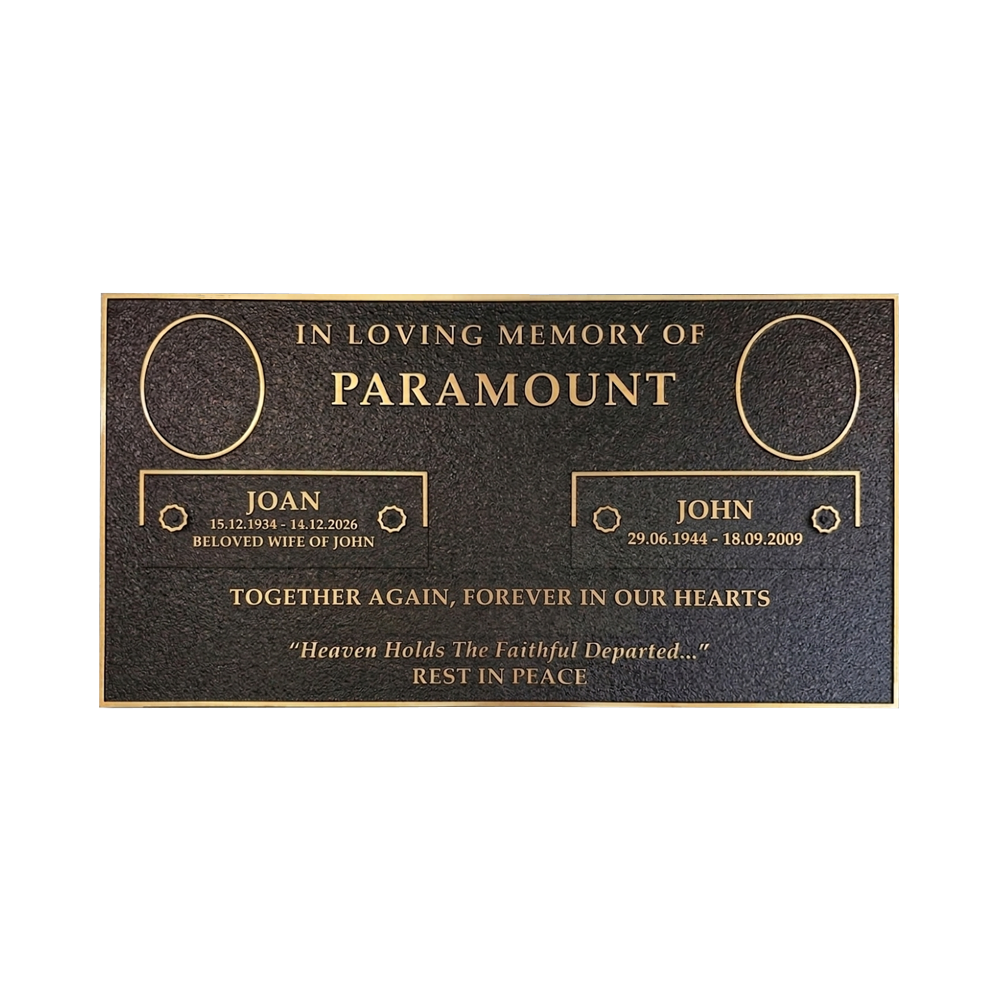 Two Interchangeable Bronze Memorial Plaques with Photo Inserts