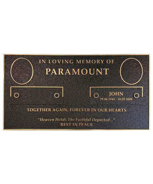 Single Side by Side Right-Hand Interchangeable Bronze Memorial Plaque