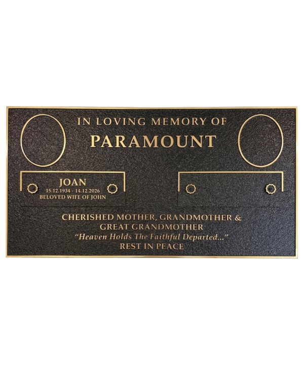 Single Side by Side Left-Hand Interchangeable Bronze Memorial Plaque