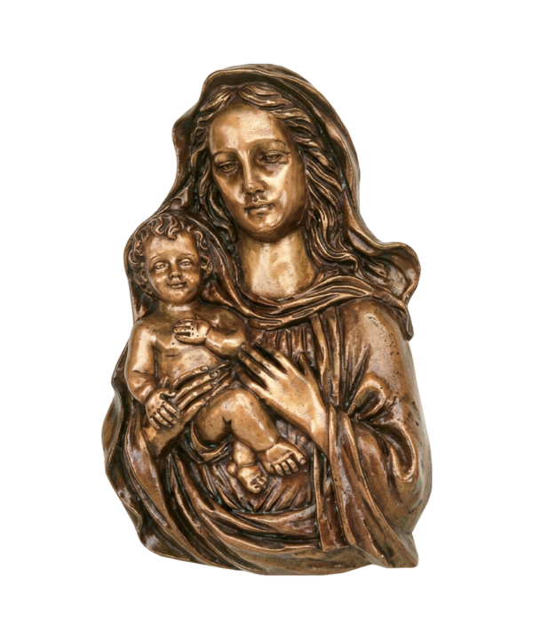 Bronze Madonna and Child Religious Icon